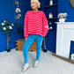 Daisy Striped Jumper Pink & Red