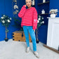 Daisy Striped Jumper Pink & Red