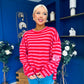 Daisy Striped Jumper Pink & Red