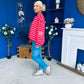 Daisy Striped Jumper Pink & Red