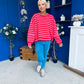 Daisy Striped Jumper Pink & Red