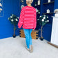 Daisy Striped Jumper Pink & Red