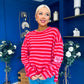 Daisy Striped Jumper Pink & Red