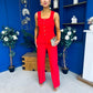 Jamie Waistcoat And Jo Trouser Set Red