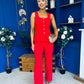 Jamie Waistcoat And Jo Trouser Set Red
