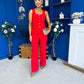 Jamie Waistcoat And Jo Trouser Set Red