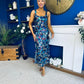 Lisbon Square Neck Sequin Midi Dress Navy