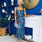 Lisbon Square Neck Sequin Midi Dress Navy