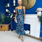 Lisbon Square Neck Sequin Midi Dress Navy