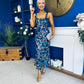 Lisbon Square Neck Sequin Midi Dress Navy