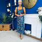 Lisbon Square Neck Sequin Midi Dress Navy