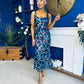 Lisbon Square Neck Sequin Midi Dress Navy