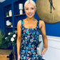Lisbon Square Neck Sequin Midi Dress Navy