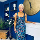 Lisbon Square Neck Sequin Midi Dress Navy