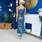 Lisbon Square Neck Sequin Midi Dress Navy
