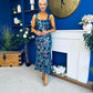 Lisbon Square Neck Sequin Midi Dress Navy
