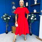 Siofra Bow Detail Midi Dress Red