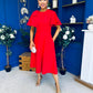 Siofra Bow Detail Midi Dress Red