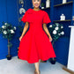 Siofra Bow Detail Midi Dress Red