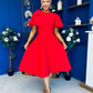 Siofra Bow Detail Midi Dress Red