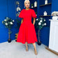 Siofra Bow Detail Midi Dress Red