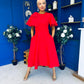 Siofra Bow Detail Midi Dress Red