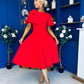 Siofra Bow Detail Midi Dress Red
