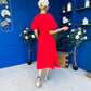 Siofra Bow Detail Midi Dress Red