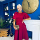 Siofra Bow Detail Midi Dress Burgundy