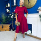 Siofra Bow Detail Midi Dress Burgundy