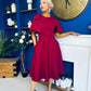 Siofra Bow Detail Midi Dress Burgundy