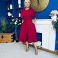 Siofra Bow Detail Midi Dress Burgundy