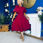Siofra Bow Detail Midi Dress Burgundy
