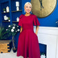Siofra Bow Detail Midi Dress Burgundy