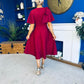Siofra Bow Detail Midi Dress Burgundy