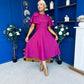 Siofra Bow Detail Midi Dress Berry