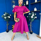 Siofra Bow Detail Midi Dress Berry