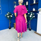Siofra Bow Detail Midi Dress Berry