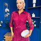 Tansy 3/4 Sleeve Lace Shirt Dress Wine
