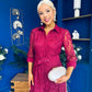Tansy 3/4 Sleeve Lace Shirt Dress Wine