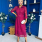 Tansy 3/4 Sleeve Lace Shirt Dress Wine