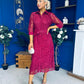 Tansy 3/4 Sleeve Lace Shirt Dress Wine