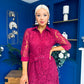 Tansy 3/4 Sleeve Lace Shirt Dress Wine