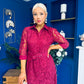Tansy 3/4 Sleeve Lace Shirt Dress Wine