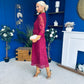 Tansy 3/4 Sleeve Lace Shirt Dress Wine