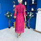 Tansy 3/4 Sleeve Lace Shirt Dress Wine
