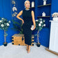 Bernice Embellished Neckline Midi Dress Black