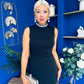 Bernice Embellished Neckline Midi Dress Black