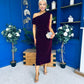 Donna Embellished Velvet Midi Dress Burgundy