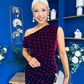 Donna Embellished Velvet Midi Dress Burgundy